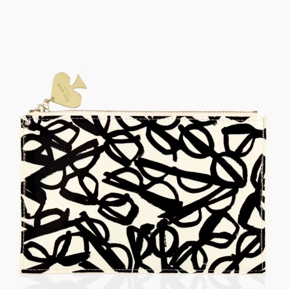 Kate Spade New York Eye Glass Print Zippered Pouch / Pencil Case / Clutch